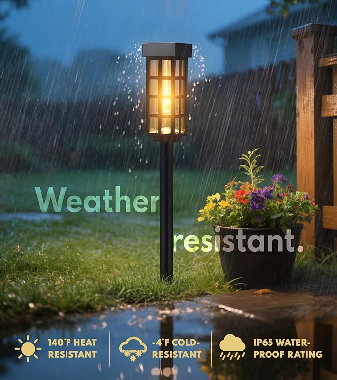 PASAMIC 24" Solar Pathway Lights Outdoor, 8 Pack Bright Garden Light - Image 5