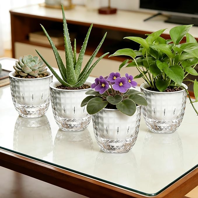 4 Pack 4 inch Self Watering Pots Planters - Image 6