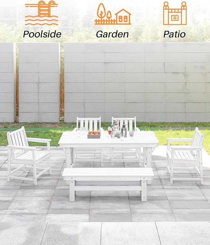 HDPE Outdoor Bench, Poly Lumber Adirondack Benches, All Weather HDPE Patio - Image 7