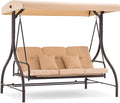 MCombo 3-Seat Outdoor Patio Swing Chair, 2-in-1 Convertible Porch Swing Glider by MCombo