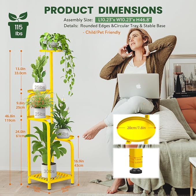 TOSKING 5 Tier Tall Plant Stand Indoor Outdoor, Heavy Duty Corner Shelf - Image 4