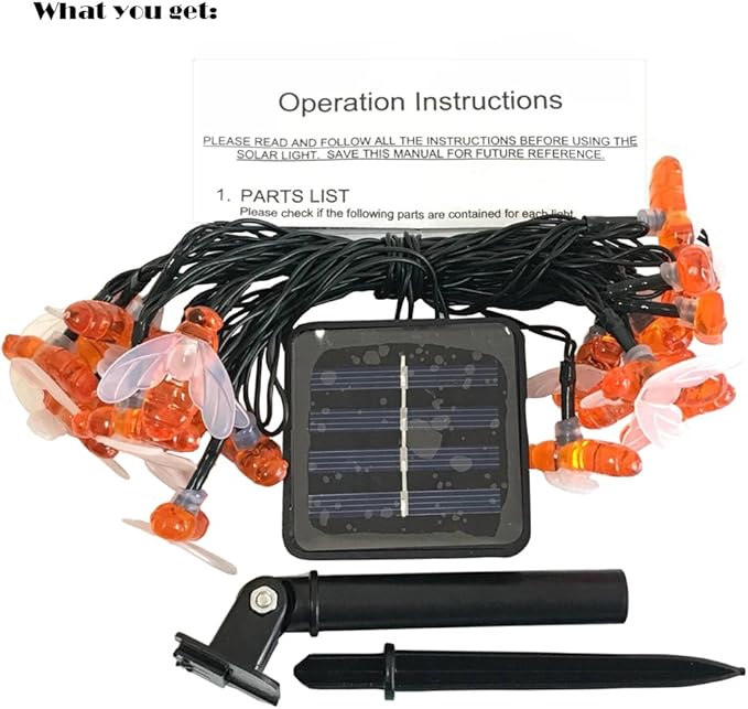 SEMILITS Solar String Lights 20LED Outdoor Waterproof Simulation Honey Bees - Image 6