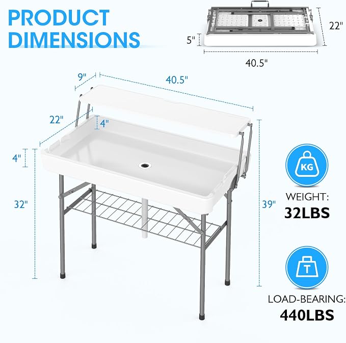 HLPB 4 FT Party Ice Cooler Folding Table - Image 2
