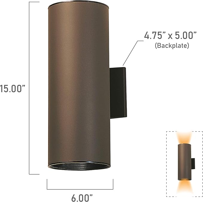 Kichler Cylinders 15" 2-Light Outdoor Cylinder Wall Sconce in Architectural - Image 3