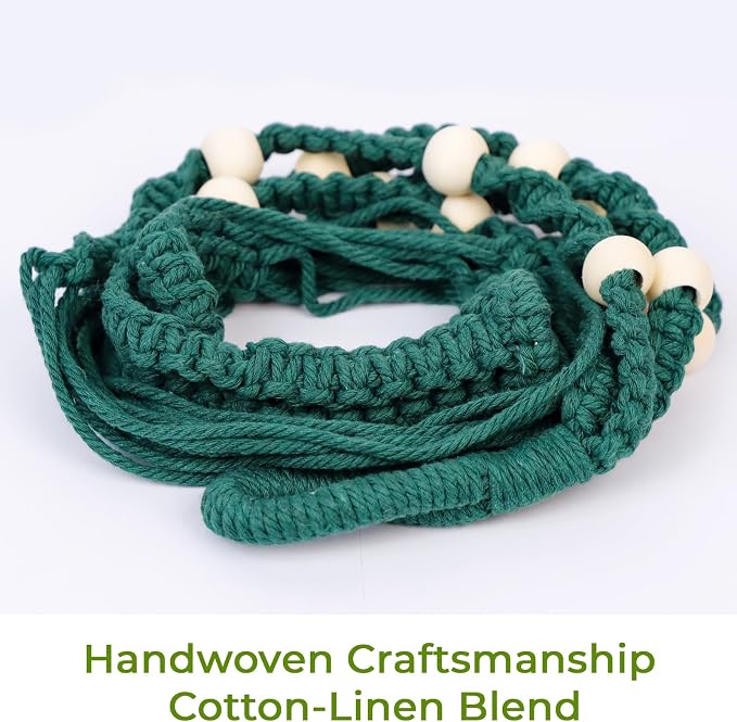 Macrame Plant Hanger, Wood Beads Cotton Hanging Planter Holder - Image 9