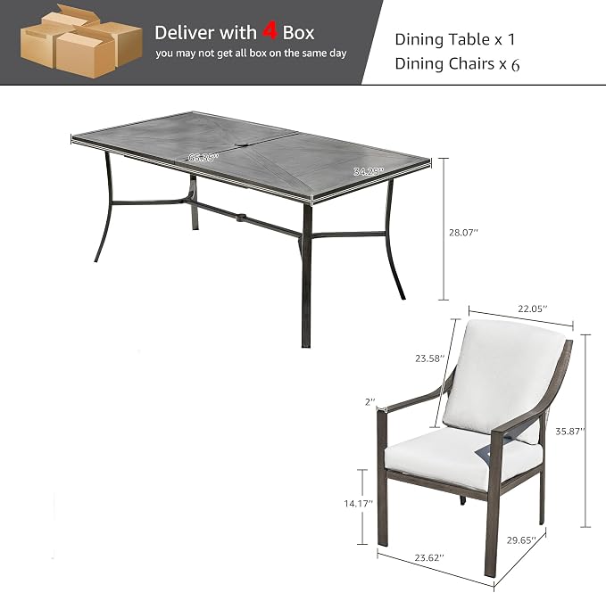 NATURAL EXPRESSIONS 7 Piece Patio Dining Table Outdoor Furniture Set - Image 7