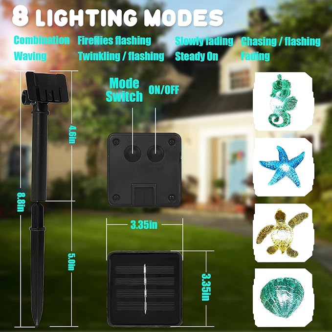 Coastal Solar String Lights Outdoor Garden Lights Marine Life Solar Fairy - Image 2
