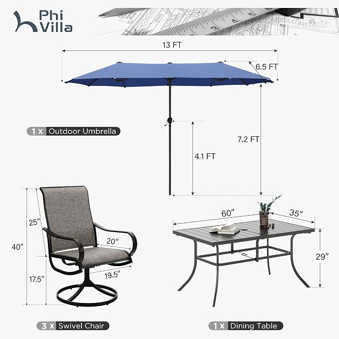 PHI VILLA 8 Piece Patio Dining Set - Image 7
