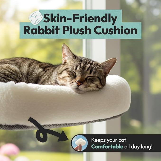 Cordless Cat Window Perch, Foldable Cat Window Hammock, 4 Strong Suction Cups - Image 2