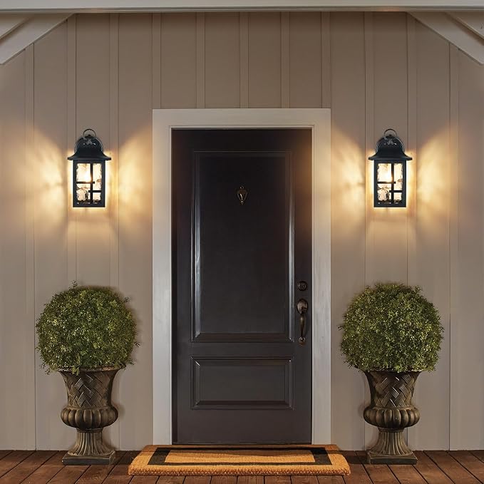 OKELI Dusk to Dawn Outdoor Wall Lights, Exterior Waterproof Lantern, Front - Image 8