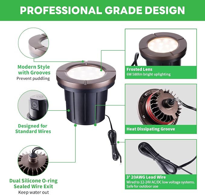 Ground Well Lights, Landscape LED Low Voltage Inground Lights, Outdoor - Image 6