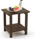 LUE BONA Adirondack Outdoor Side Table, 2-Tier Dark Brown HDPS Patio End Table by LUEBONA