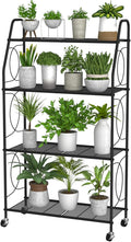 4 Tier Plant Stand with Wheels, Plant Shelf by VyGrow