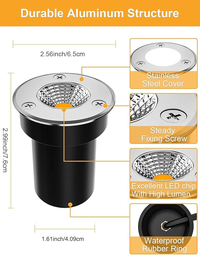 ZUCKEO Low Voltage Landscape Lights LED Well Lights 3W 12V-24V in Ground Light - Image 4