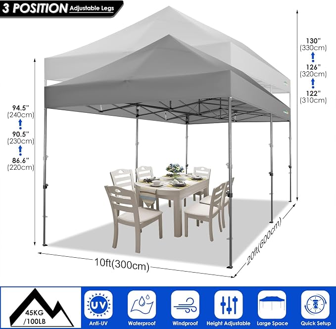 COBIZI 10x20 Heavy Duty Pop up Canopy Tent - Image 5