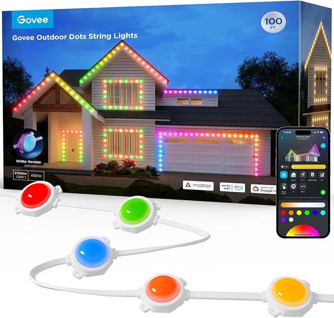 Govee Outdoor LED Strip Lights, 45 RGBIC LED Lights 100FT String Lights by Govee