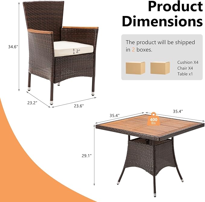 Wisteria Lane Patio Outdoor Table and Chairs Set, Rattan Outdoor Patio - Image 2