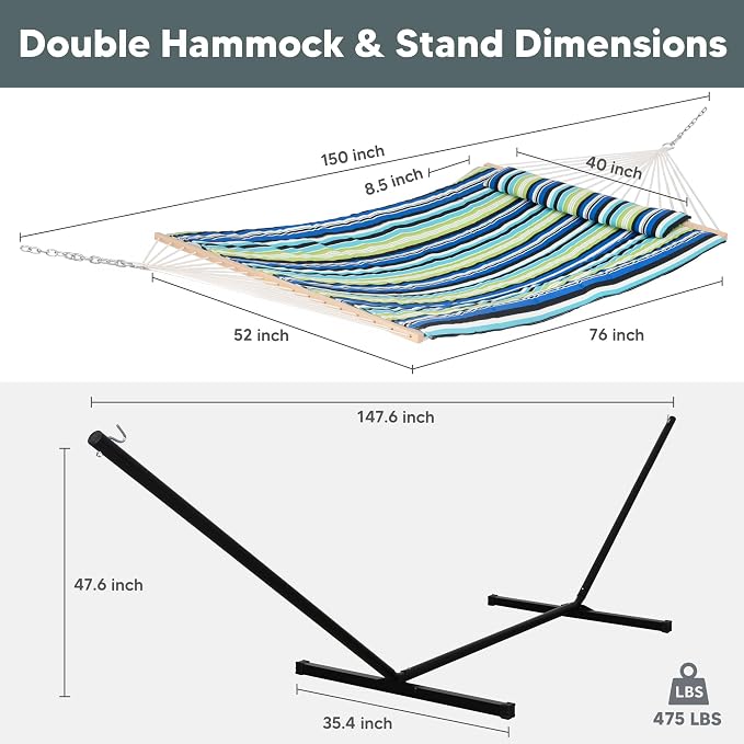 SUNCREAT Hammocks Double Cotton Rope Hammock - Image 6