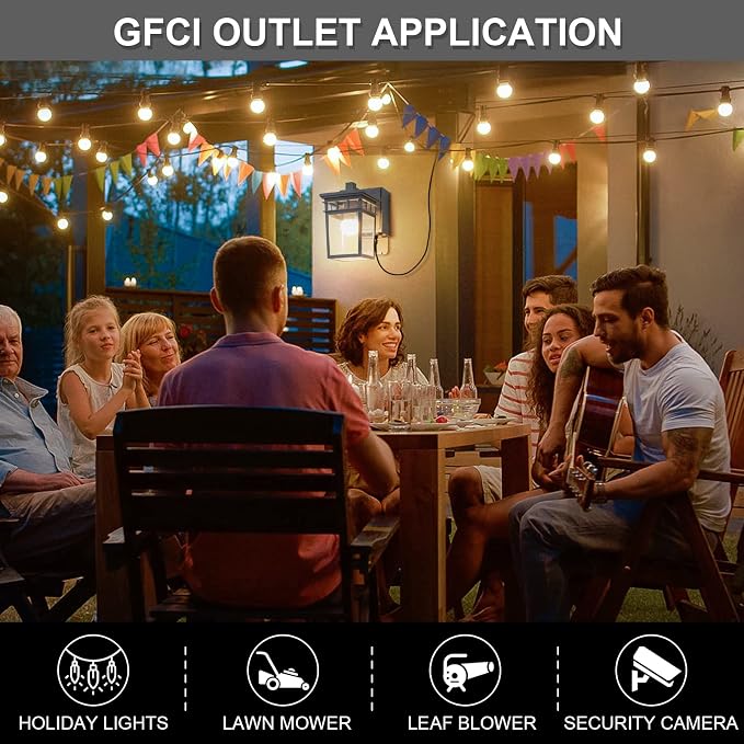 Outdoor Porch Light with GFCI Outlet Built in, Dusk to Dawn Outdoor Lighting - Image 6