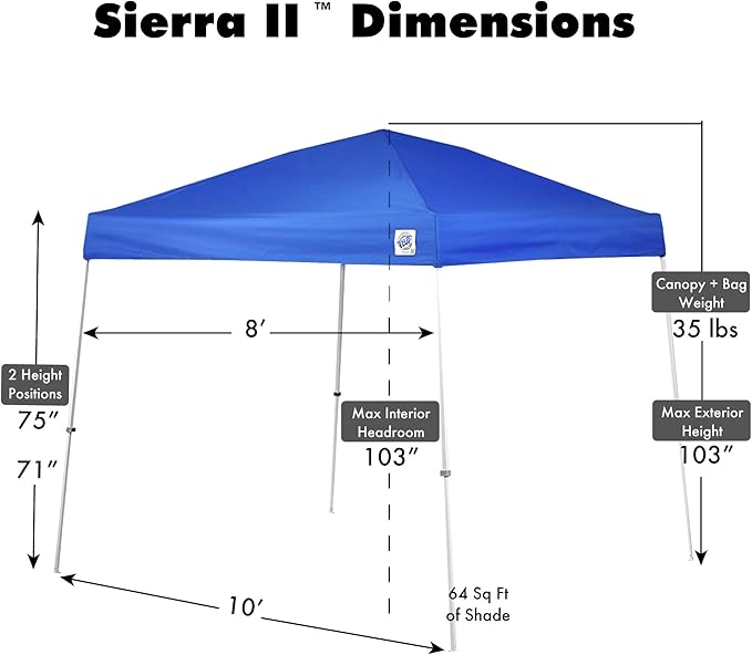 E-Z UP Sierra II Instant Pop Up Outdoor Canopy 10' x 10', Roller Bag and 4 - Image 3
