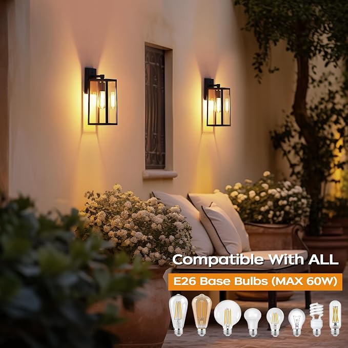 PARTPHONER Dusk to Dawn Outdoor Light Fixtures Wall Mount, Sensor Porch Lights - Image 4