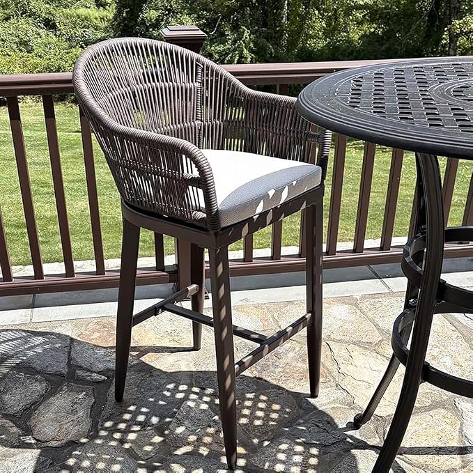 PURPLE LEAF Outdoor Counter Height Bar Stools Set of 2 Patio Metal Modern - Image 3