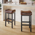 29 Inch Bar Height Bar Stools Set of 2, Backless Bonded Leather Bar Height by Raynesys
