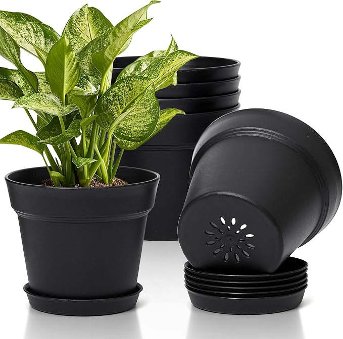 T4U 7.5 Inch Plant Pots 6 Pcs, Flower Pots by T4U