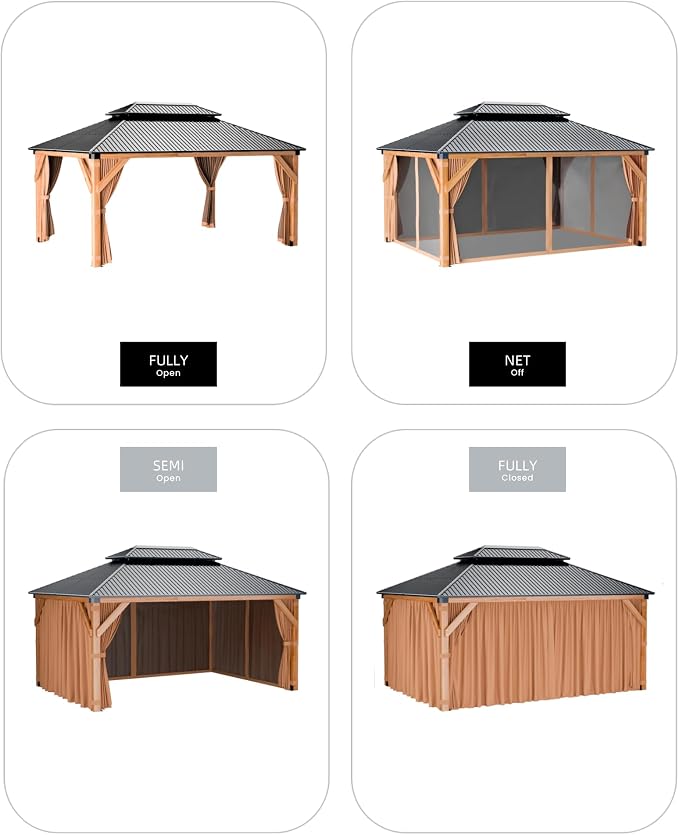 GarveeLife Hardtop Wood Gazebo 10 ft x12 ft - Image 6
