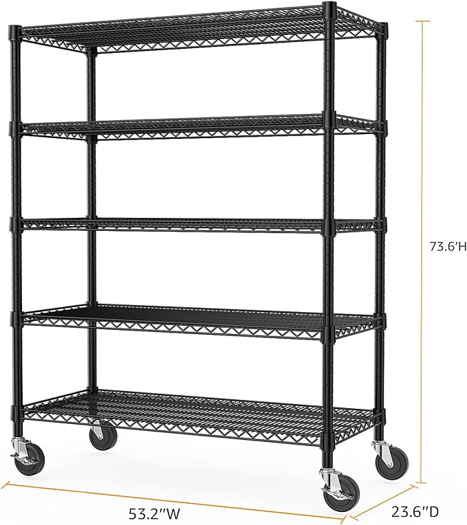 53" W Garage Shelving 5 Tier Industrial 2200LBS Metal Shelving Units - Image 3