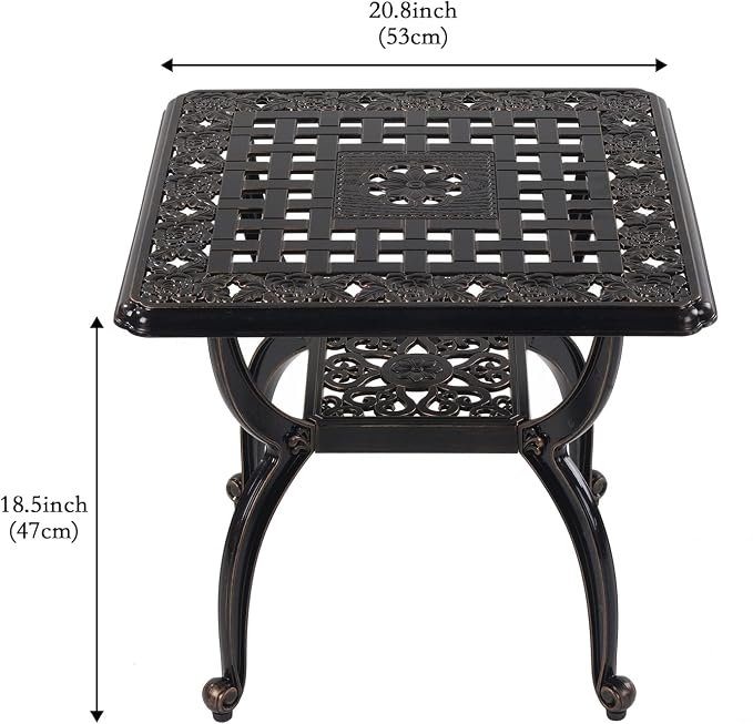 C/G Outdoor Side Tables, Cast Aluminum Patio End Tables, Anti-Rust Coffee Table - Image 2