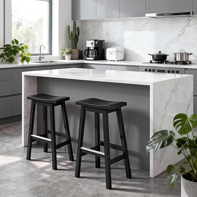 PayLessHere Bar Stools Set of 2, Saddle Stools 30 Inch Heigh, Bar Chairs Seat - Image 8