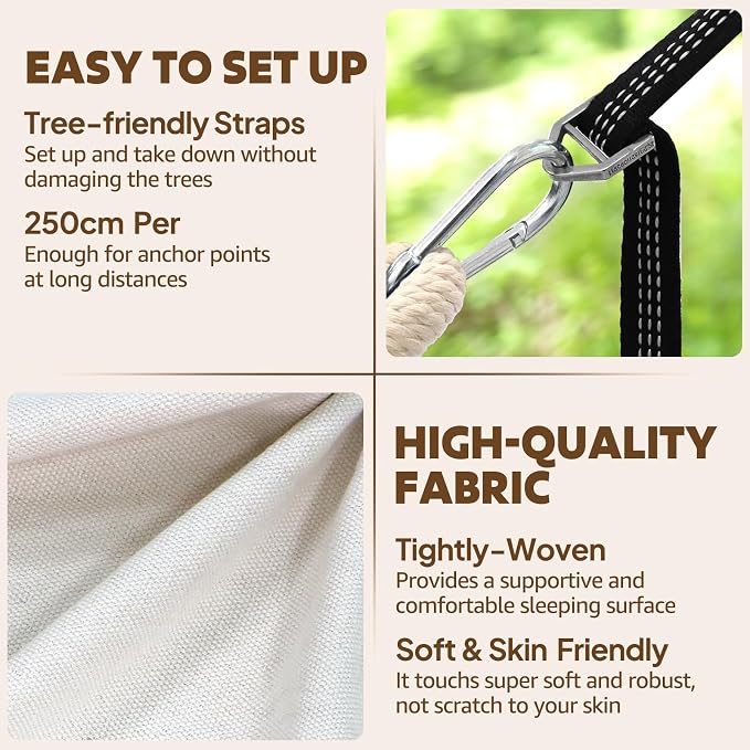 Chihee Cotton Hammock Large Soft Breathable Camping Hammock Holds Up to 660lbs - Image 6