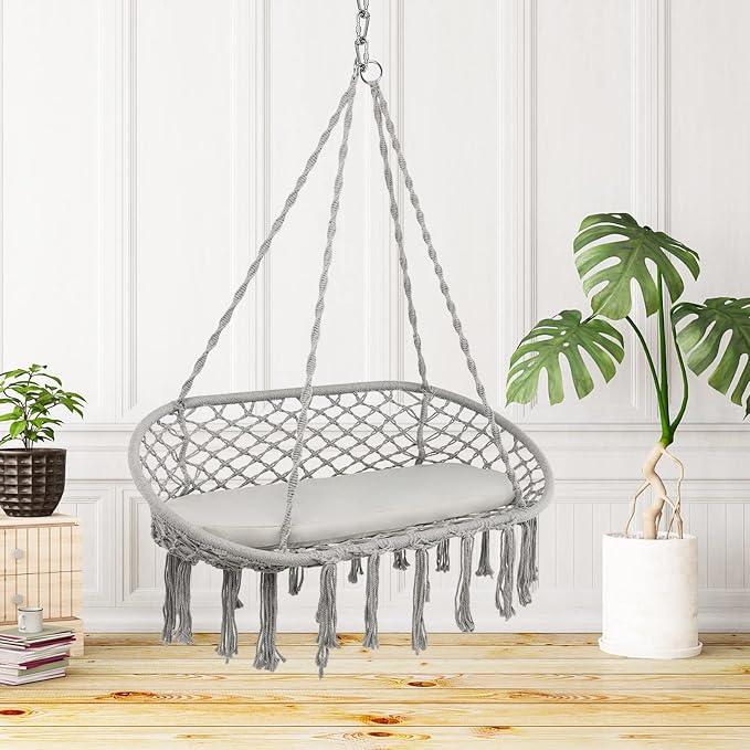 Giantex 2-Seat Hammock Chair, Macrame Swing - Image 2