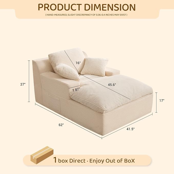 63" Chaise Lounge Chair Indoor, Set of Convertible Sleeper Sofa Couch - Image 2
