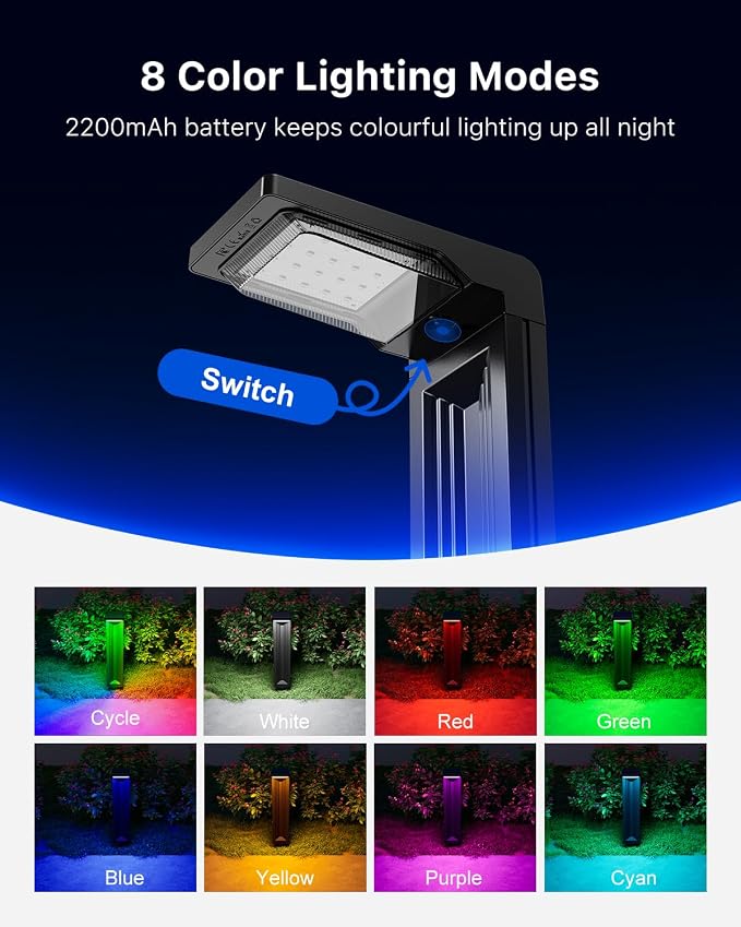 6 Pack Color Changing Solar Pathway Lights Outdoor Waterproof 20 LED Solars - Image 3