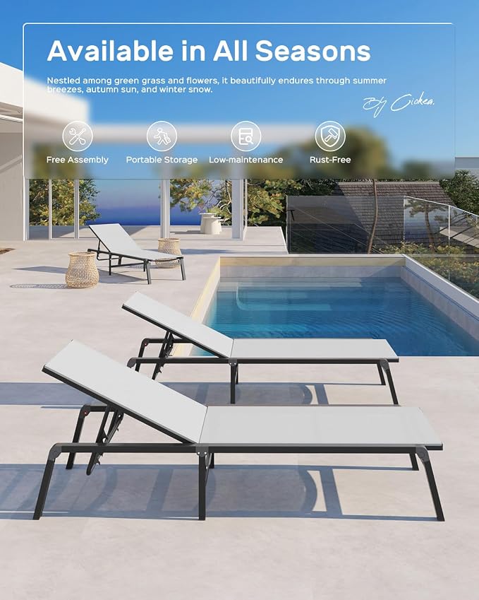 Patio Chaise Lounge Chair Set of 4, Foldable Lounge Chair - Image 4