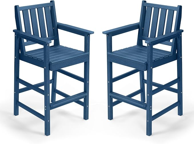 Adirondack Bar Chair Set of 2, HDPE Tall Adirondack Chairs Bar Stools by SeeHill