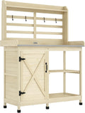 Outsunny Outdoor Wooden Potting Bench Table, Garden Workstation by Outsunny