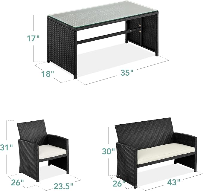Best Choice Products 4-Piece Outdoor Wicker Patio Conversation Furniture Set - Image 7