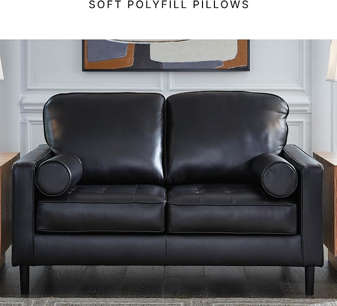 Signature Design by Ashley Bryceview Mid-Century Leather Match Tufted Loveseat - Image 9