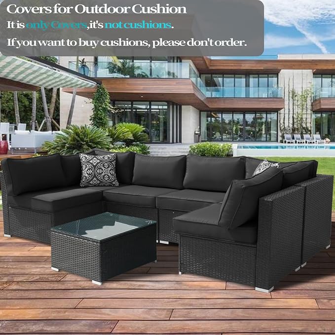 Covers for 14Pcs Outdoor Cushion 25.6x25.6x3.9inch Replacement Washable - Image 4