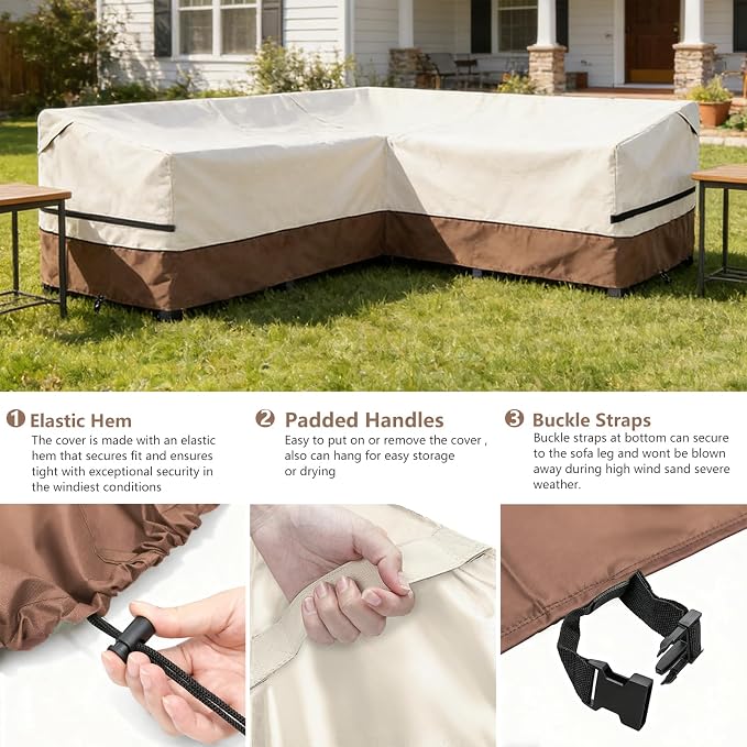 okcool Outdoor Sectional Sofa Cover Waterproof-L-Shaped Patio Furniture Covers - Image 3