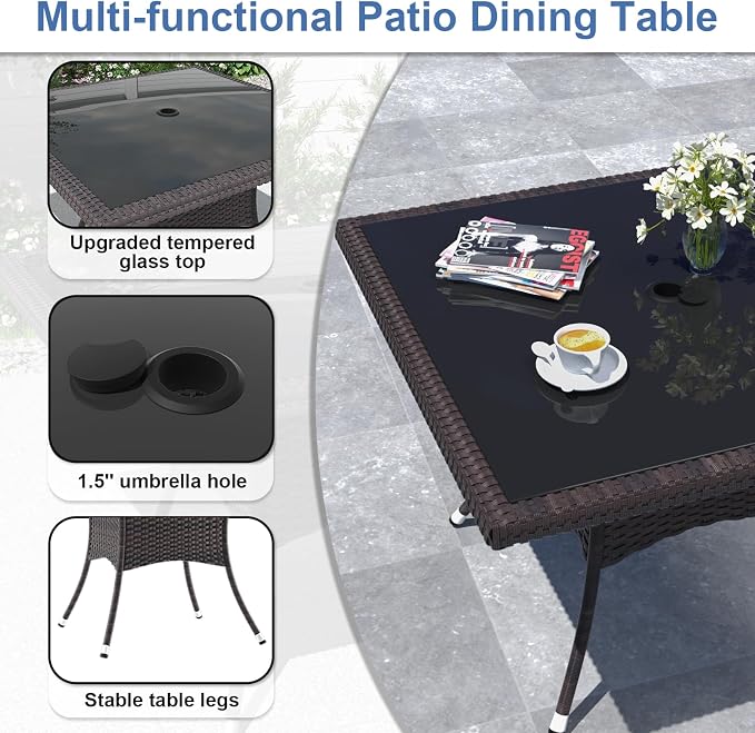 ALAULM 10 Piece Patio Dining Set All-Weather Wicker Outdoor Dining Table and - Image 4