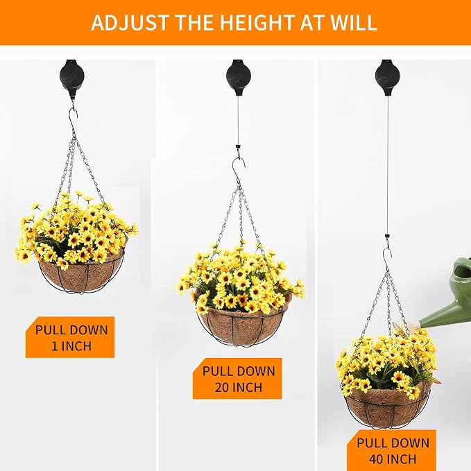 3Pack Retractable Plant Hanger Pulley System - Image 4