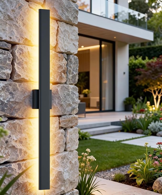 Aipsun Black Outdoor Wall Sconce 3000K 4000K 6000K, 39.4in Modern Exterior by Aipsun