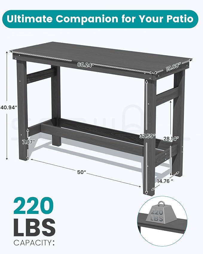 SERWALL 41" Outdoor Bar Table - Image 6
