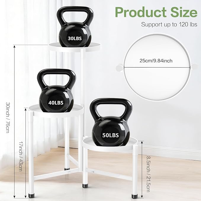 3 Tier Metal Corner Plant Stand Indoor Outdoor, Heightened widened 30 in Tall - Image 2