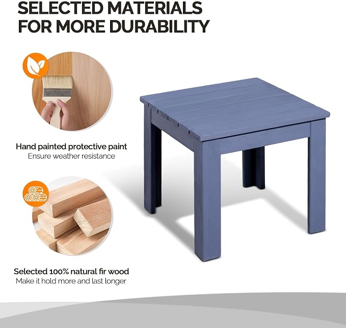 VINGLI Outdoor Wooden Side Table, Square Patio Side Table, Small Outdoor Table - Image 4