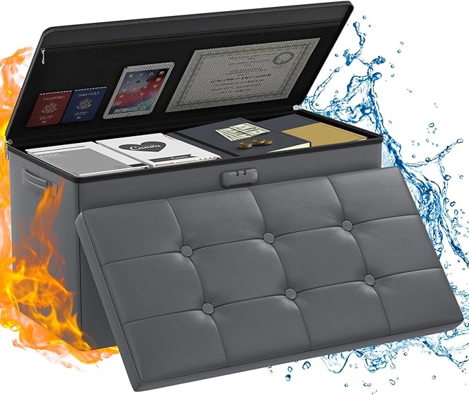 ENGPOW Storage Ottoman Bench, Fireproof Folding Bench by ENGPOW